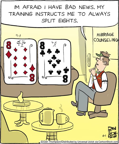 'I'm afraid I have bad news. My training instructs me to always split eights.'