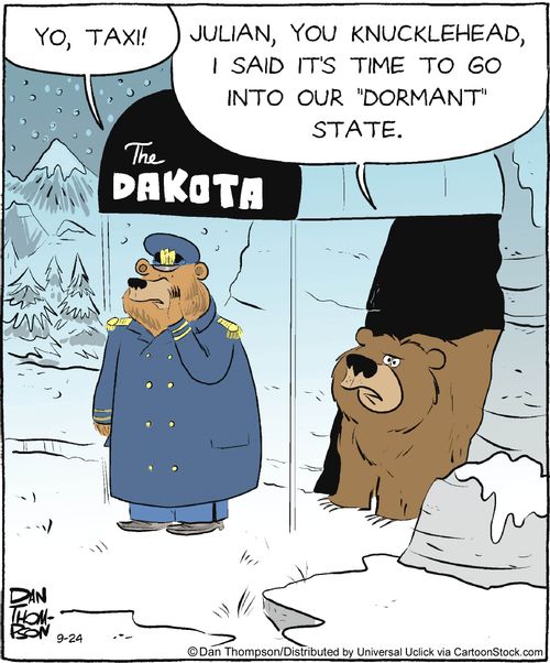 'Julian, you knucklehead, I said it's time to go into our 'dormant' state.'