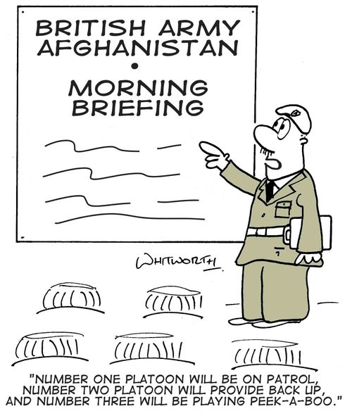 'Number one platoon will be on patrol. . .  number three will be playing peek-a-boo.'