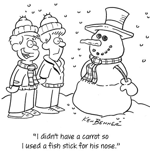 "I didn't have a carrot so I used a fish stick for his nose."