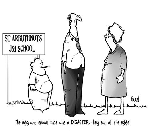 "The egg and spoon race was a disaster, they eat all the eggs!"