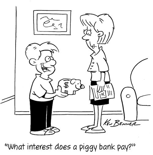 "What interest does a piggy bank pay?"