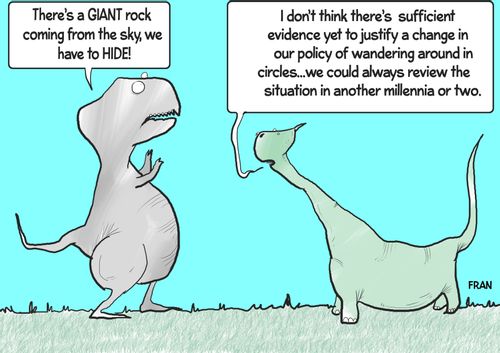 "There's a giant rock coming from the sky, we have to hide!"