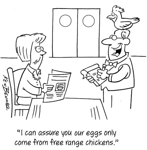 "I can assure you our eggs only come from free range chickens."