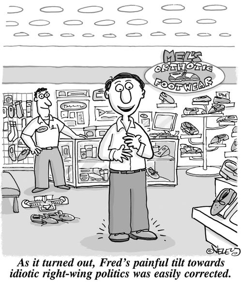 As it turned out, Fred's painful tilt towards idiotic right-wing politics was easily corrected.