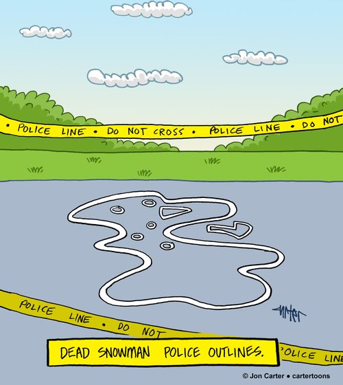 Dead Snowman Police Outlines.