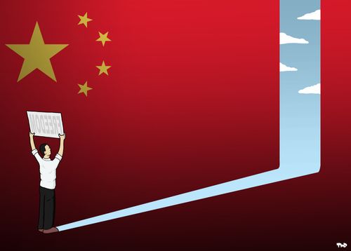 Man with Freedom Placard breaks through in China