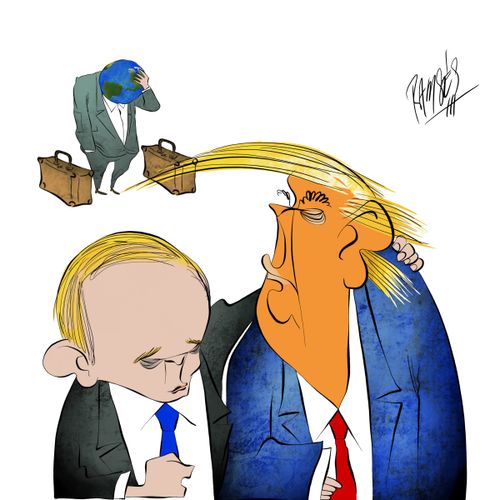 The world watches in horror as Trump and Putin collude.