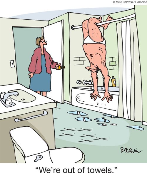 "We're out of towels."