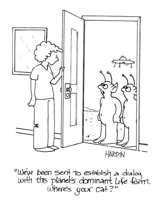 'We've been sent to establish a dialog with this planet's dominant life form. Where's your cat?'