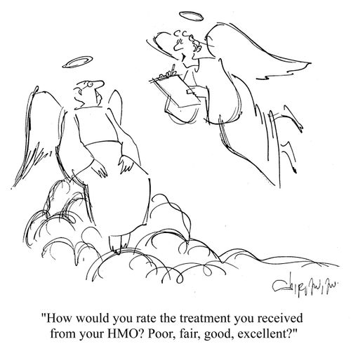 'How would you rate the treatment you received from your HMO?  Poor, fair, good, excellent?'