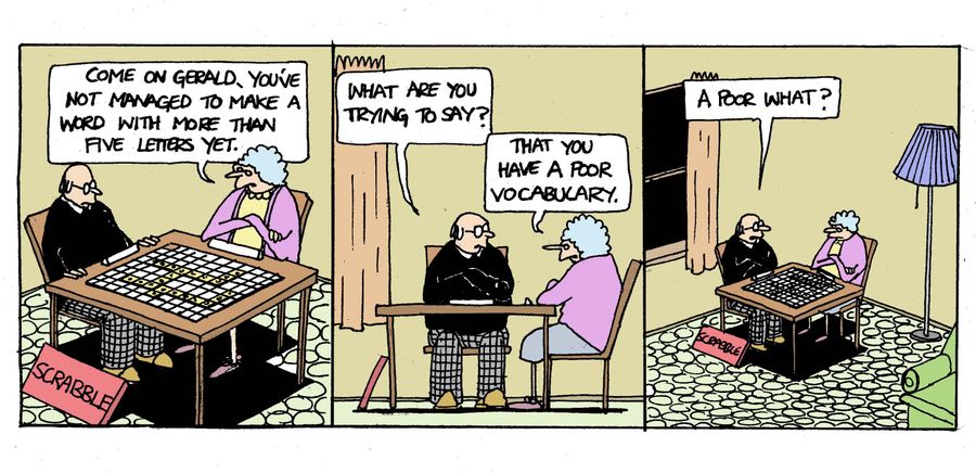 Playing Scrabble.