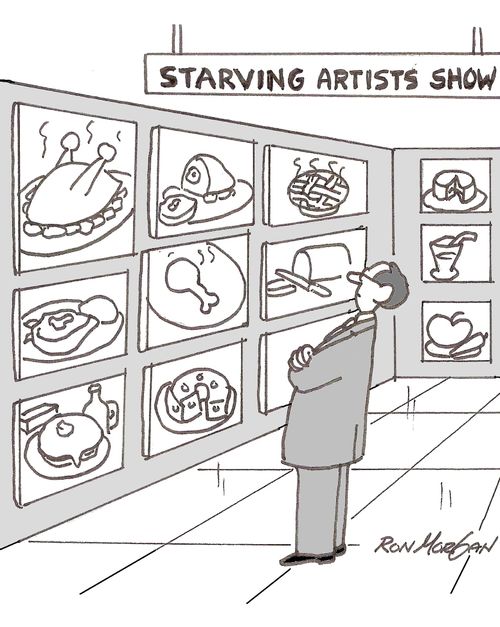 Starving Artist Show has paintings of food.