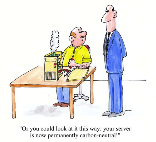 'Or you could look at it this way: your server is now permanently carbon-neutral!'