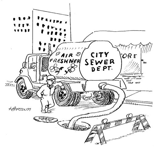 Air fresheners being pumped into the city's sewers.