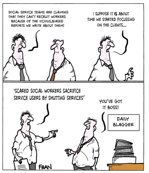 "Social service teams are claiming that they can't recruit workers because of the vicious, biased reports we write about them!"