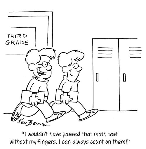 "I wouldn't have passed that math test without my fingers. I can always count on them!"