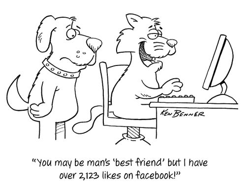 "You may be man's 'best friend' but I have over 2,123 likes on facebook!"