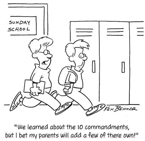 "We learned about the 10 commandments, but I bet my parents will add a few of there own!"