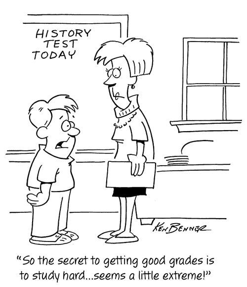 "So the secret to getting good grades is to study hard...seems a little extreme!"