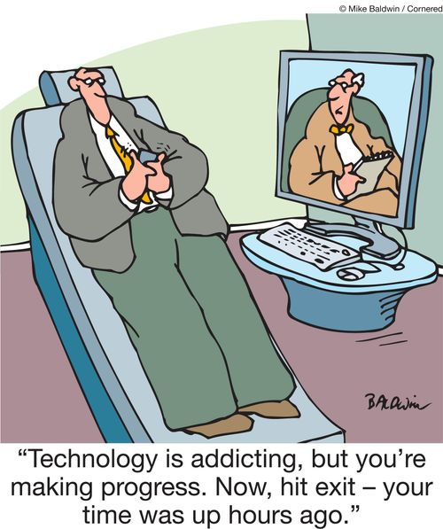 "Technology is addicting, but you're making progress. Now, hit exit - your time was up hours ago."