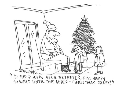 "To help with your expenses, I'm happy to wait until the after - Christmas sales!"