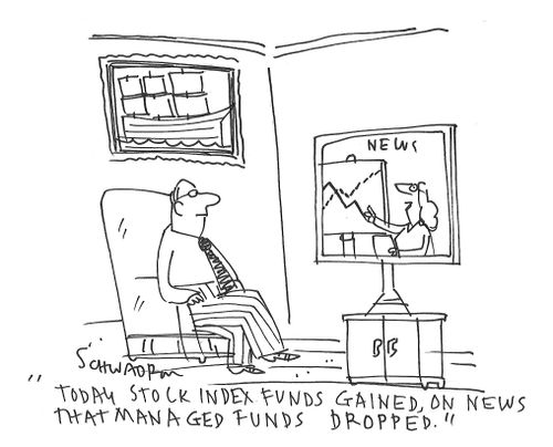 "Today stock index funds gained, on news that managed funds dropped."