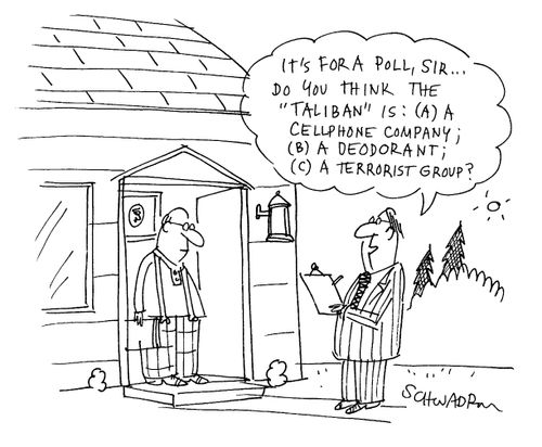"Do you think the 'Taliban' is: (a) a cellphone company; (b) a deodorant  (c) a terrorist company