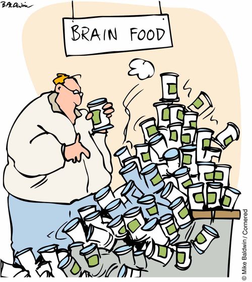 Man knocking over brain food