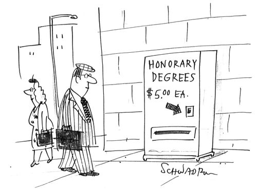 Honorary degrees for sale, $5 each.