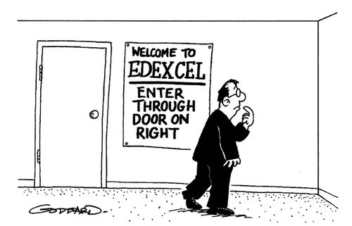 'Welcome to Edexcel enter through the door on right.'