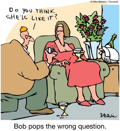 Bob pops the wrong question.