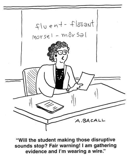 'Will the student making those disruptive sounds stop?  Fair warning!  I am gathering evidence and I'm wearing a wire.'