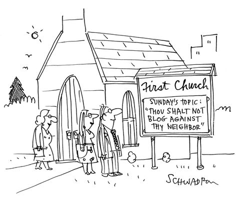 First Church: Thy shalt not blog against thy neighbor.