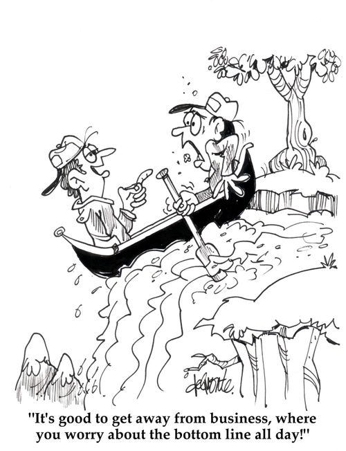 'It's good to get away from business, where you worry about the bottom line all day!'