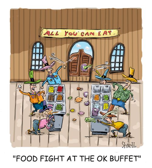 FOOD FIGHT AT THE OK CORRAL. 