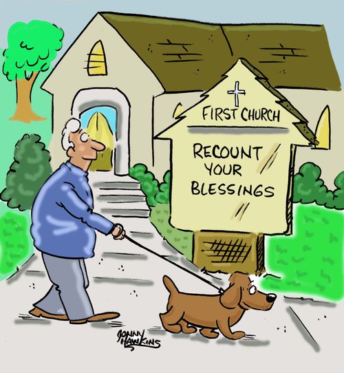 Man sees church sign: 'Recount Your Blessings'