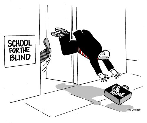 School for the blind kicks out a mime.