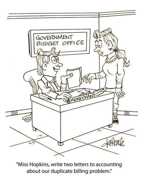 'Miss Hopkins, write two letters to accounting about our duplicate billing problem.'