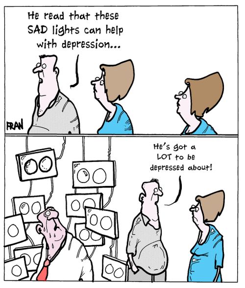 "He read that these lights can help with depression..."