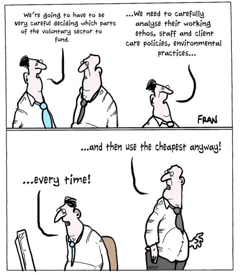"We're going to have to be very careful deciding which parts of the voluntary sector to fund."