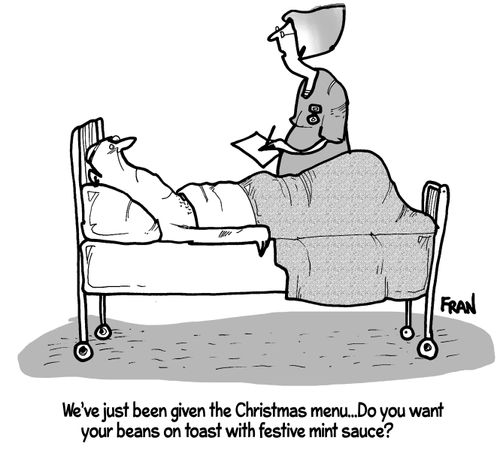 "We've just been given the Christmas menu....Do you want your beans on toast with festive mint sauce?"