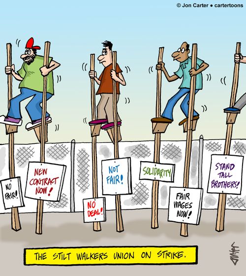 The stilt walkers union on strike