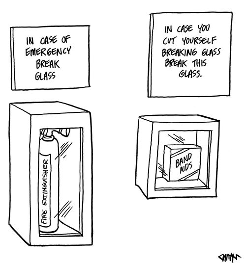 In case you cut yourself breaking glass, break this glass.