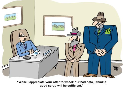 "While I appreciate your offer to whack our bad data, I think a good scrub will be sufficient."