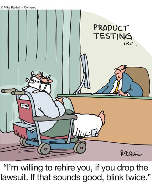 "I'm willing to rehire you, if you drop the lawsuit. If that sounds good, blink twice."