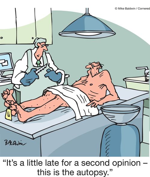 "It's a little late for a second opinion - this is the autopsy."