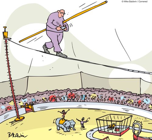 Texting during a high wire act.