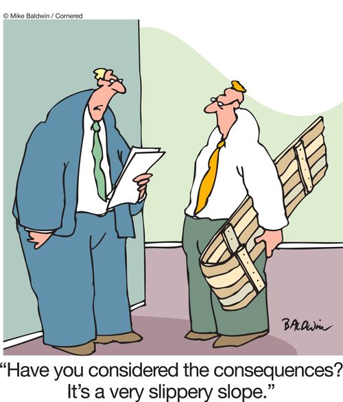 "Have you considered the consequences? It's a very slippery slope."