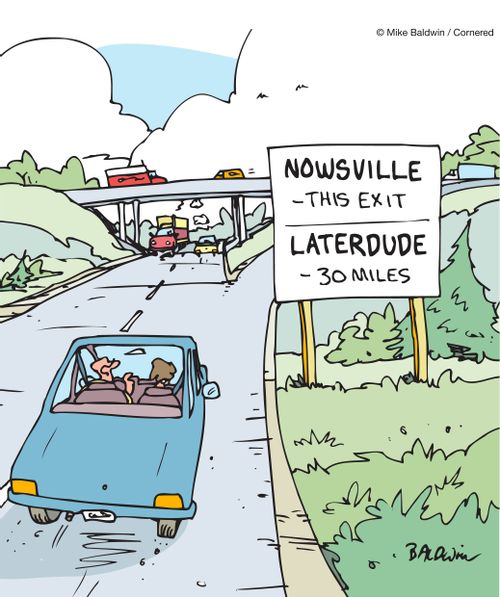 Nowsville - this exit. Laterdude - 30 miles.